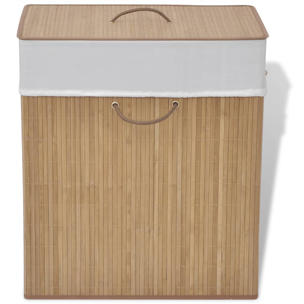 vidaXL Collapsible Laundry Basket Laundry Bin Dirty Clothes Hamper Round Bamboo-1