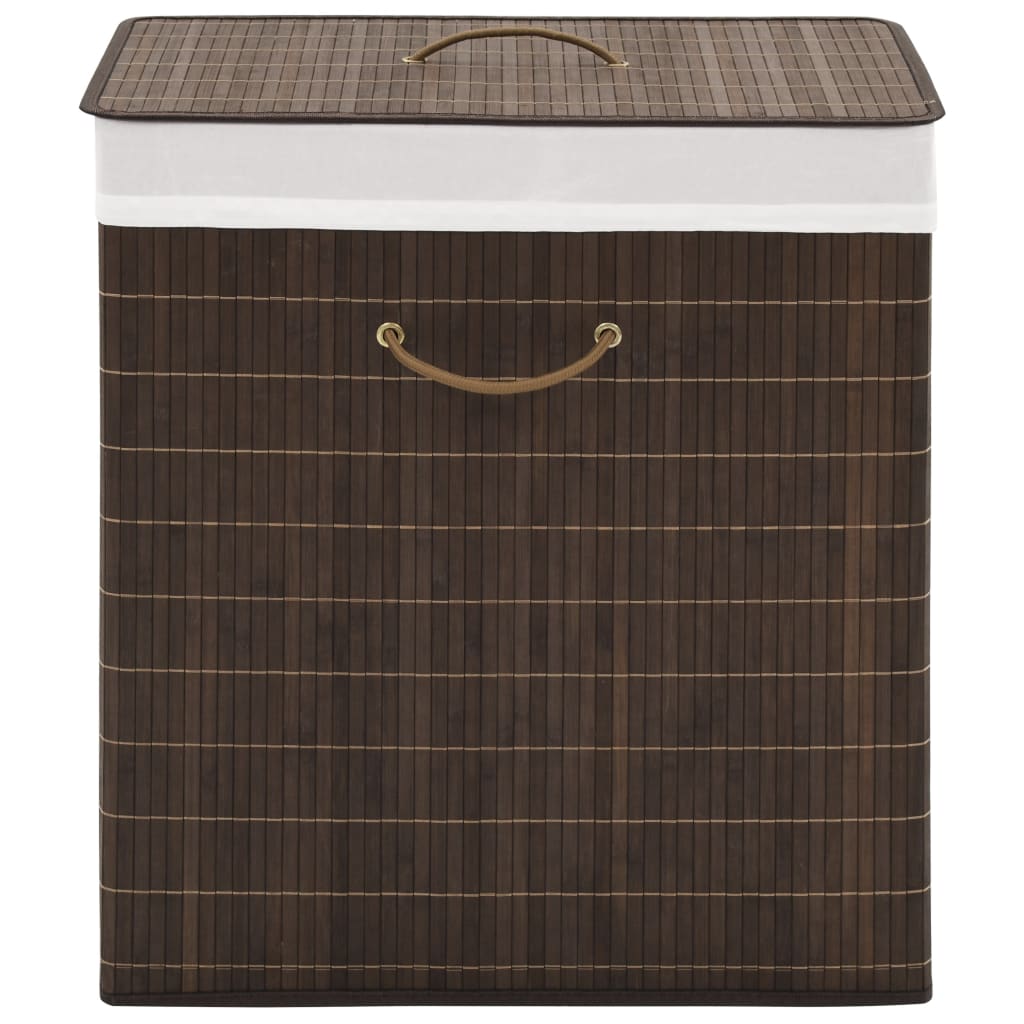 vidaXL Collapsible Laundry Basket Laundry Bin Dirty Clothes Hamper Round Bamboo-2