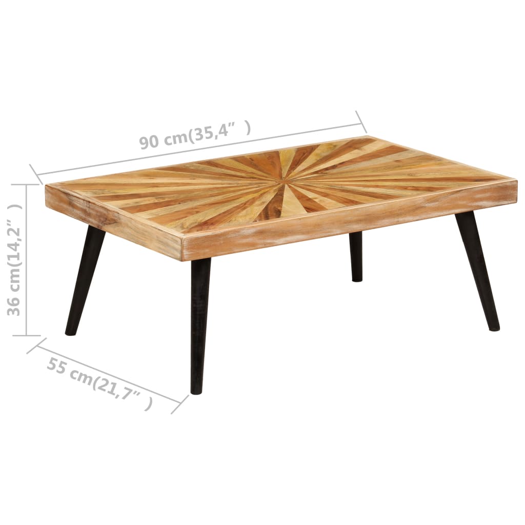 vidaXL Coffee Table Solid Mango Wood 35.4"x21.7"x14.2"-9