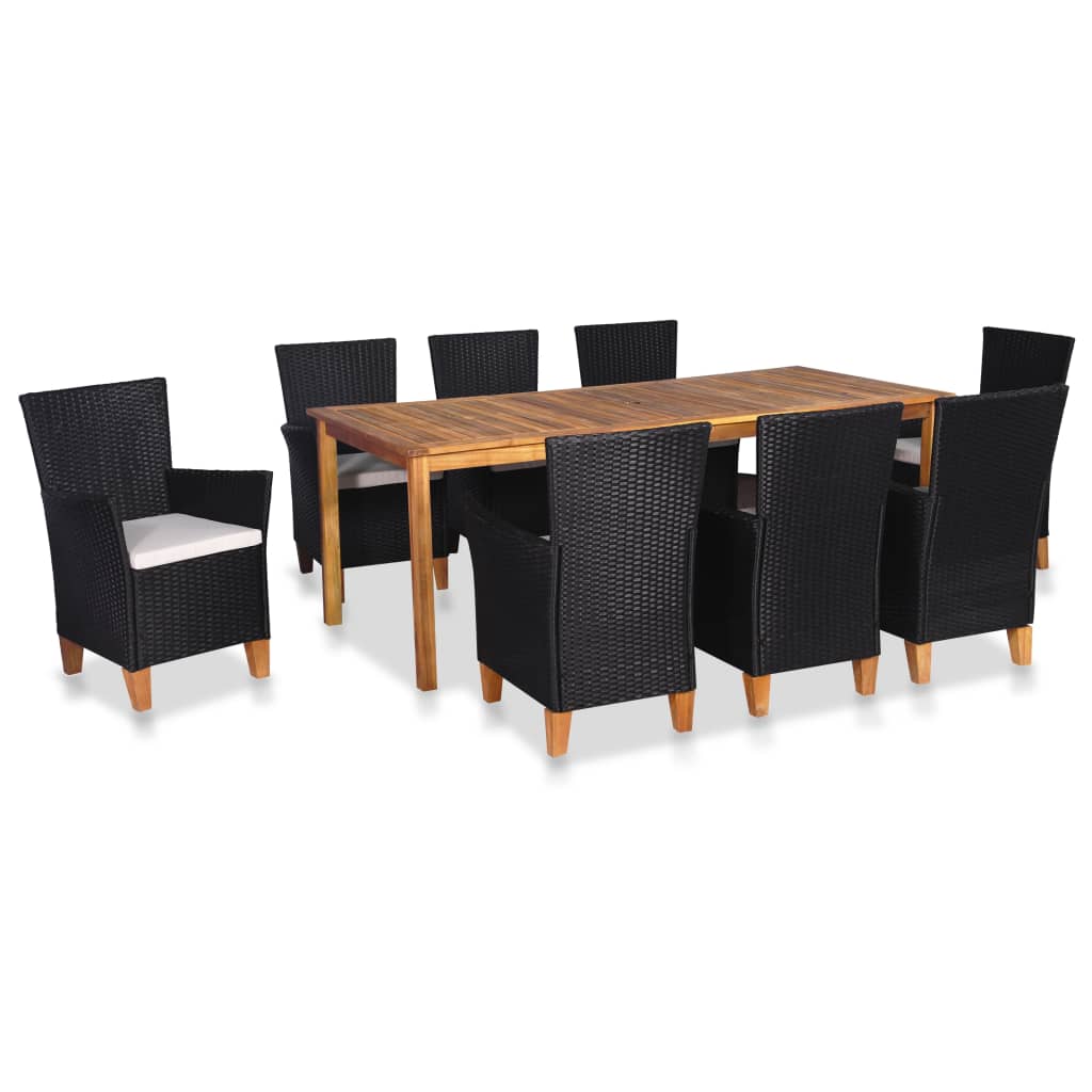 vidaXL 7 Piece Patio Dining Set Poly Rattan Black and Brown-16