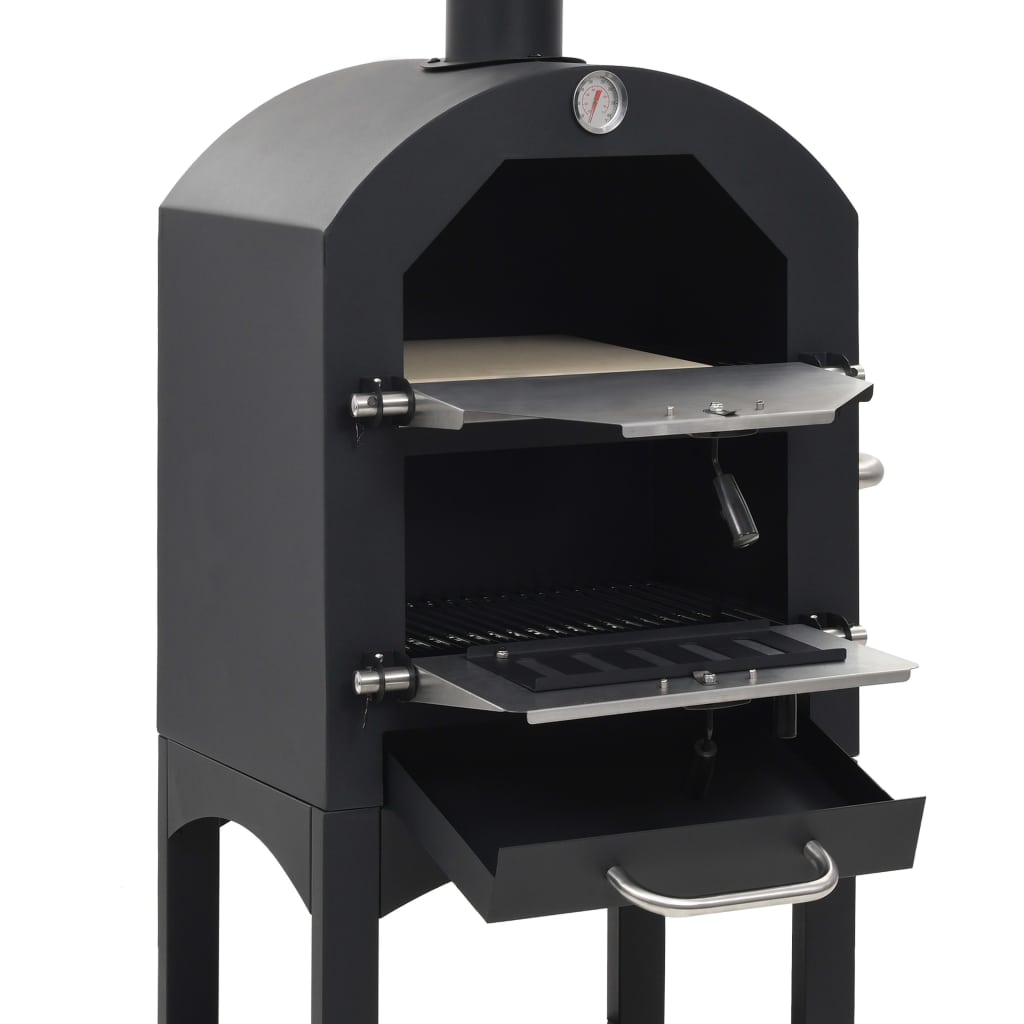 vidaXL Charcoal Fired Outdoor Pizza Oven with Fireclay Stone-3