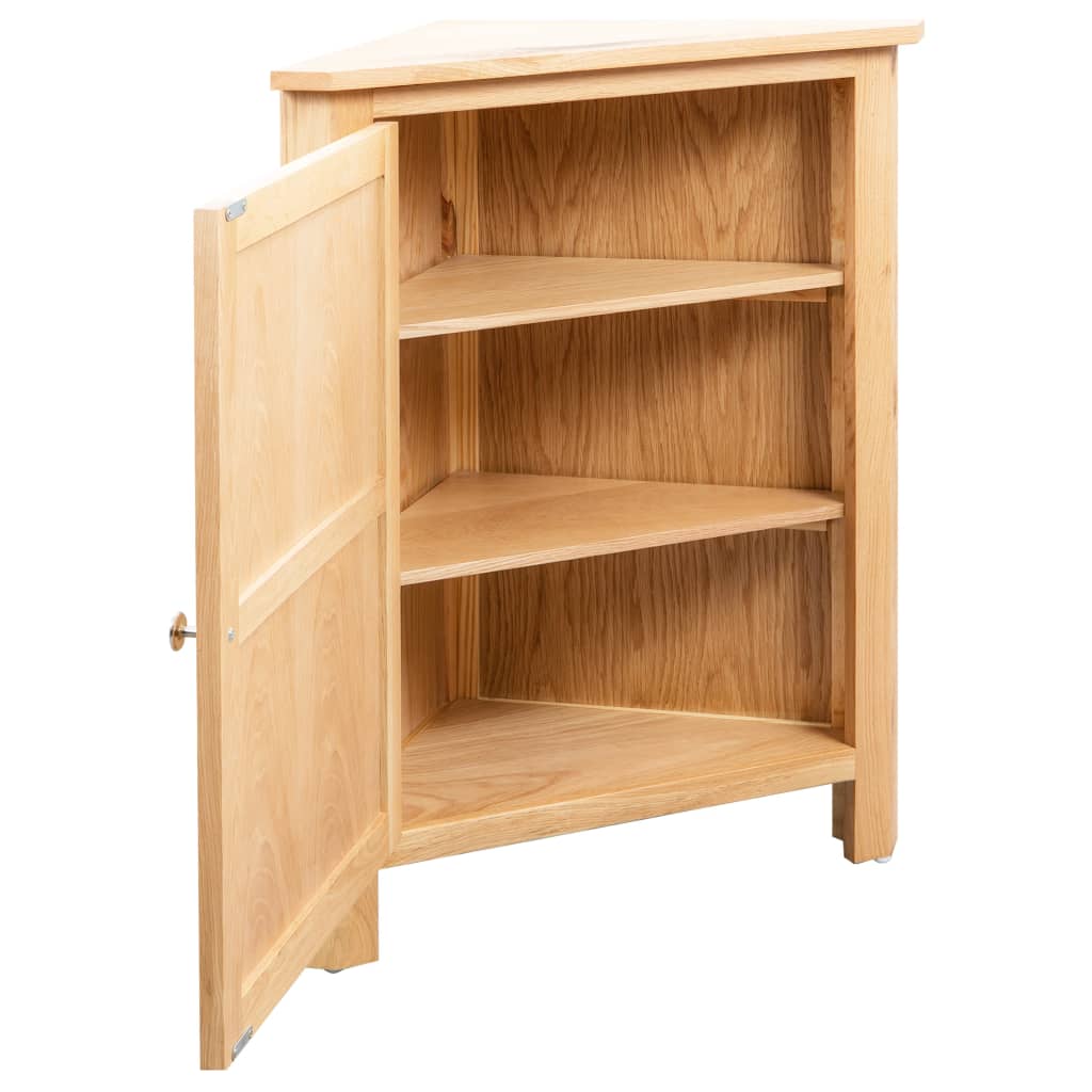vidaXL Corner Cabinet Bathroom Corner Cabinet with Shelves Solid Wood Oak-12