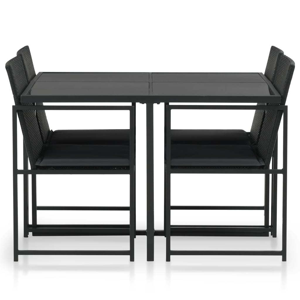 Outdoor Dining Set with Cushions 5/7/9 Pieces Poly Rattan Gray/Black