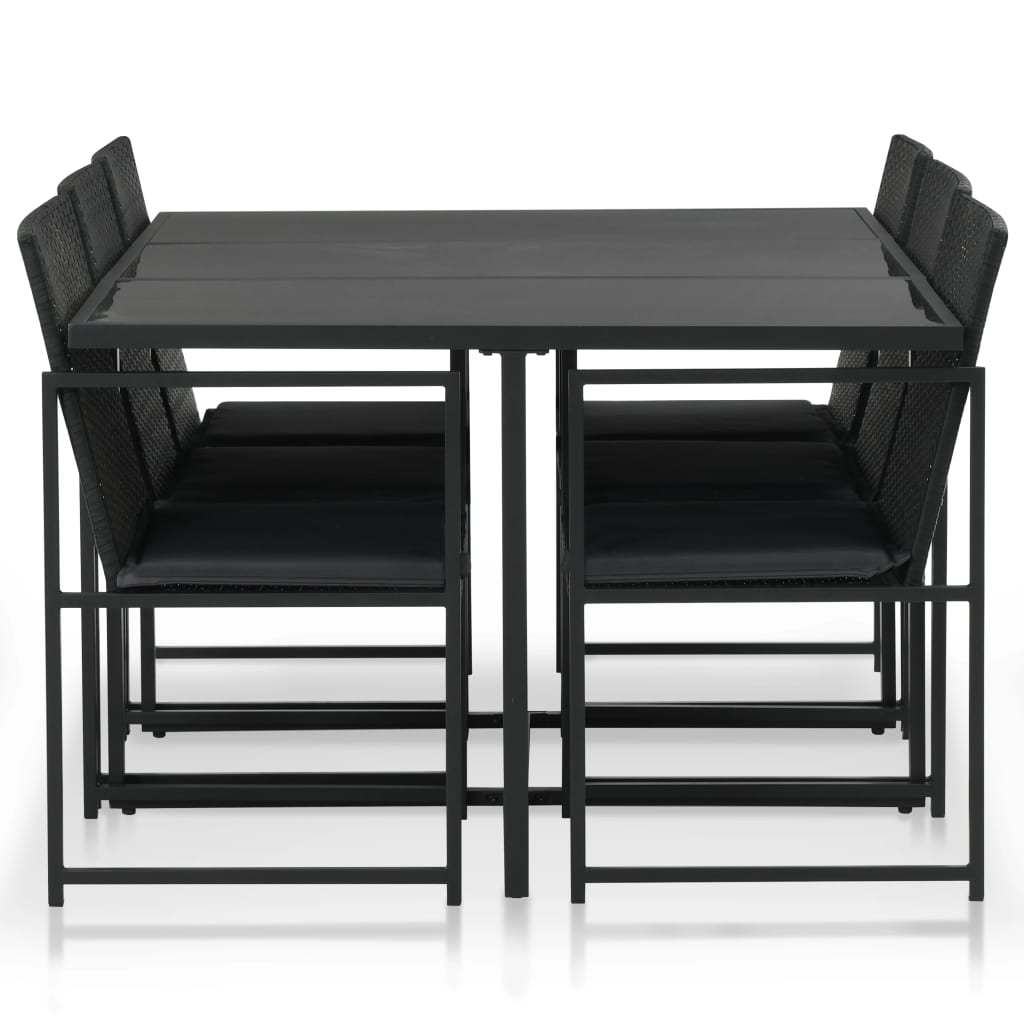 Outdoor Dining Set with Cushions 5/7/9 Pieces Poly Rattan Gray/Black