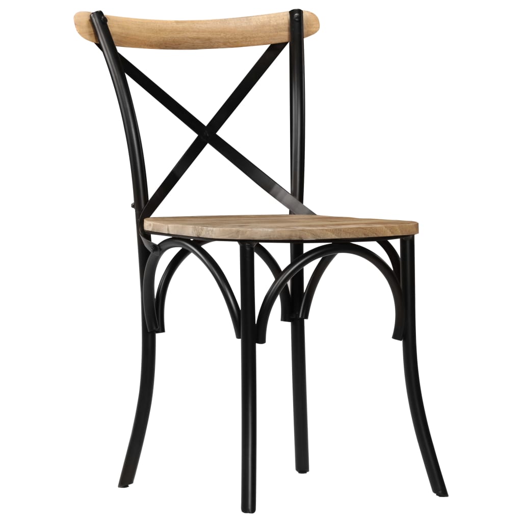 vidaXL Cross Chairs 2 pcs Black Solid Mango Wood-2