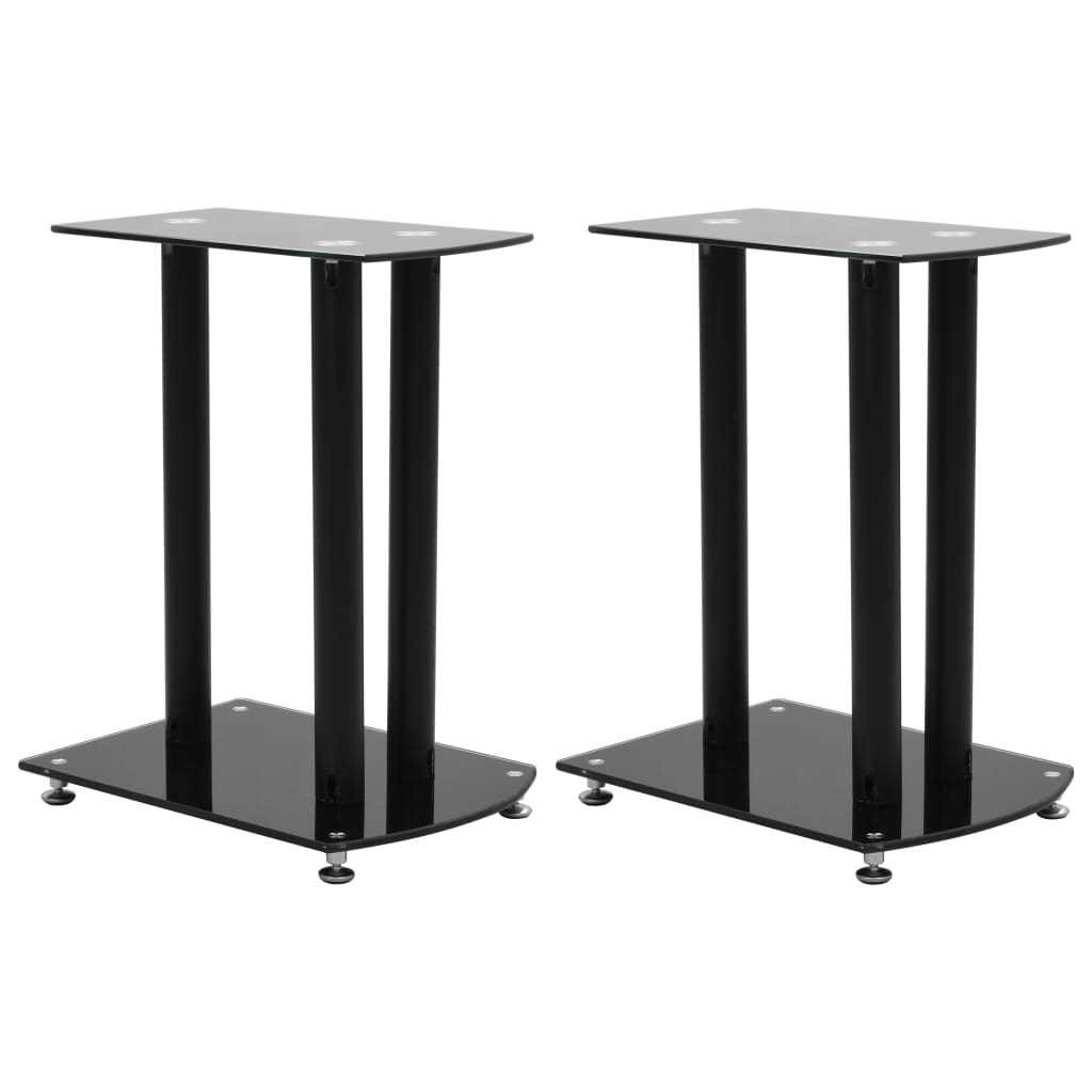 vidaXL Aluminum Speaker Stands 2 pcs Black Safety Glass-0