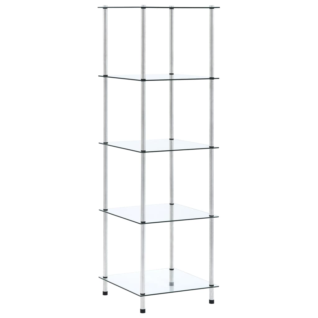 vidaXL 6-Tier Shelf Storage Shelf for Bathroom Transparent Tempered Glass-13