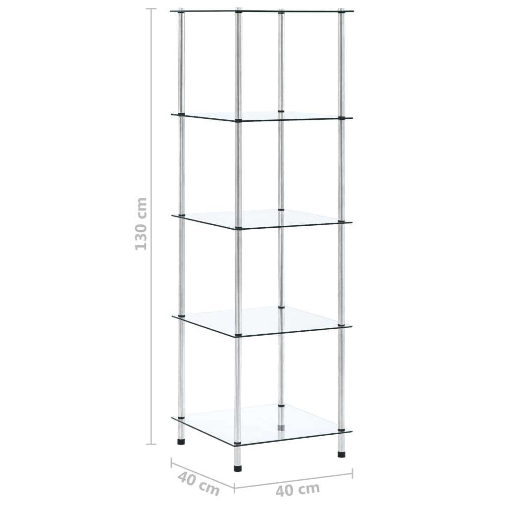 vidaXL 6-Tier Shelf Storage Shelf for Bathroom Transparent Tempered Glass-14