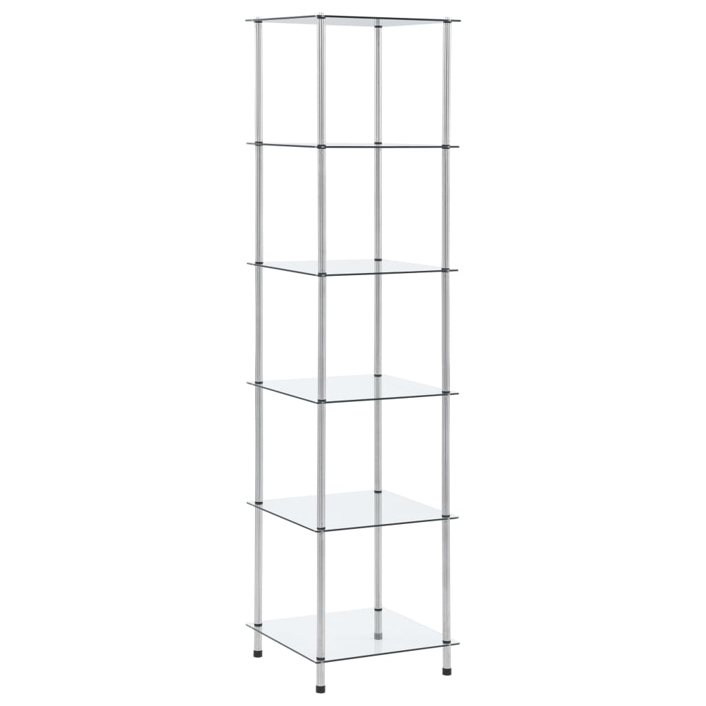 vidaXL 6-Tier Shelf Storage Shelf for Bathroom Transparent Tempered Glass-0