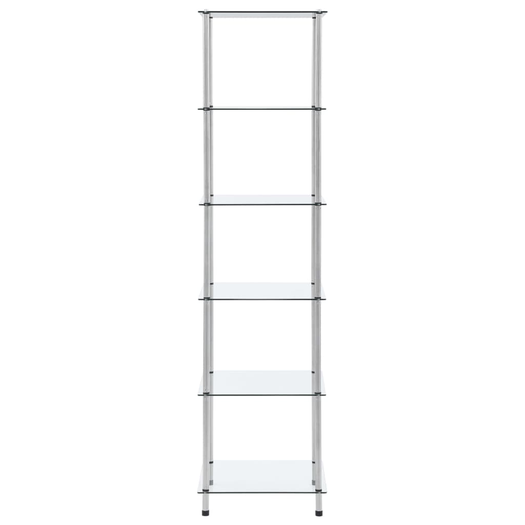 vidaXL 6-Tier Shelf Storage Shelf for Bathroom Transparent Tempered Glass-6