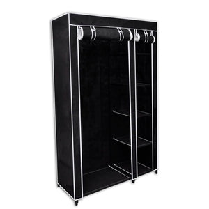 vidaXL 1/2x Folding Wardrobe Clothes Rack Storage Home Organizer Black/Brown-1