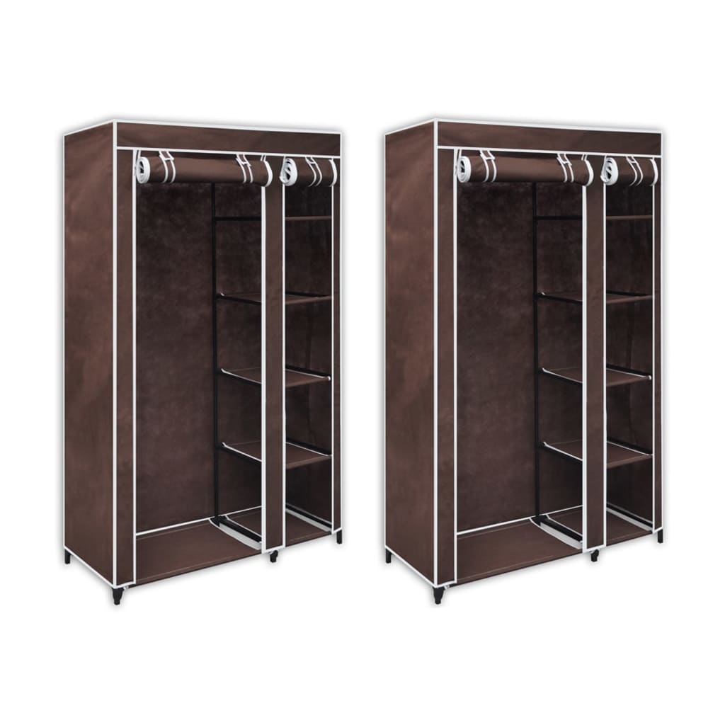 vidaXL 1/2x Folding Wardrobe Clothes Rack Storage Home Organizer Black/Brown-3