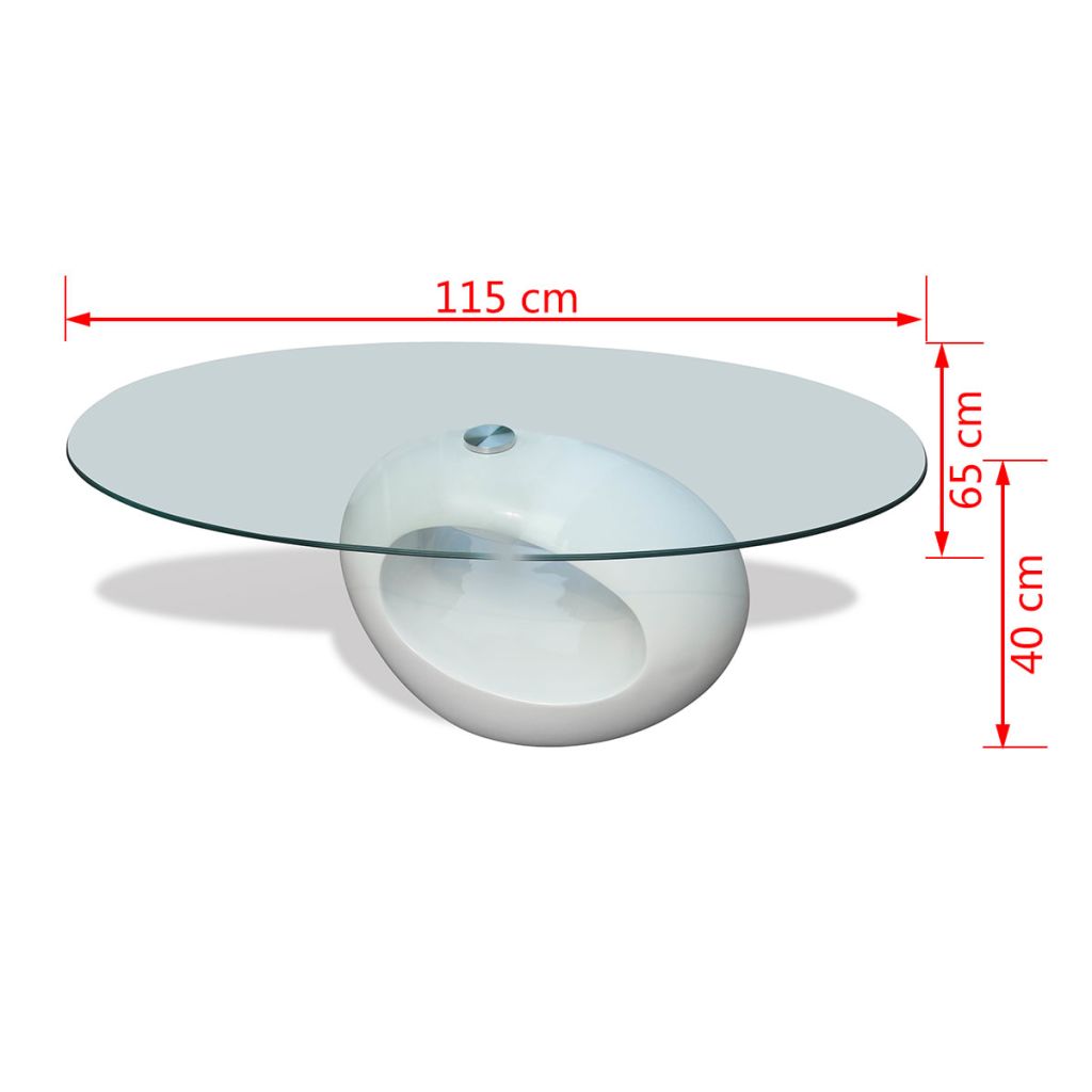 vidaXL Coffee Table Living Room End Table Side Sofa Table with Oval Glass Top-10