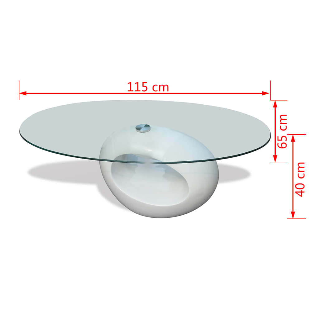 vidaXL Coffee Table Living Room End Table Side Sofa Table with Oval Glass Top-17