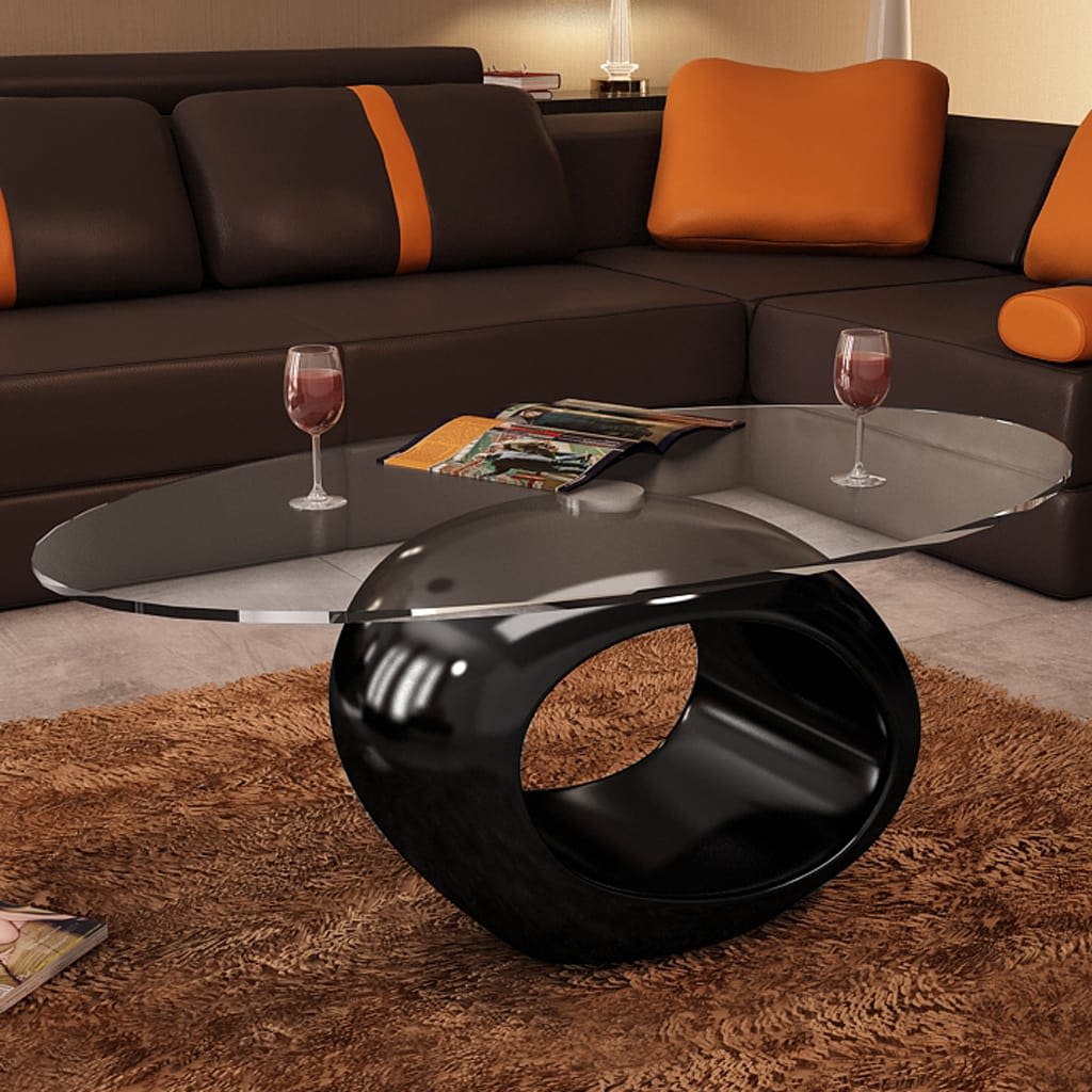 vidaXL Coffee Table Living Room End Table Side Sofa Table with Oval Glass Top-3