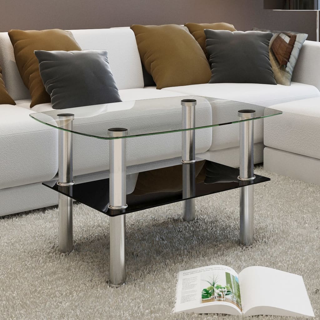 vidaXL Coffee Table Glass 2 Tiers-0