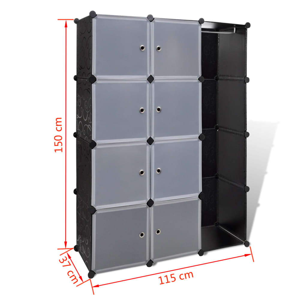 vidaXL Modular Cabinet with 9 Compartments 14.6"x45.3"x59.1" Black and White-1