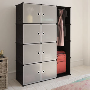 vidaXL Modular Cabinet with 9 Compartments 14.6"x45.3"x59.1" Black and White-0