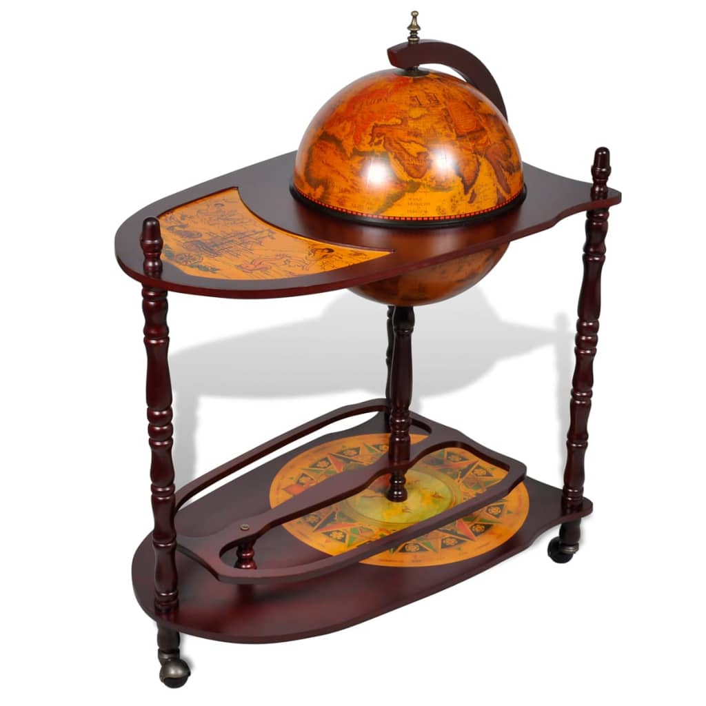 Wine Stand 39" Globe Bar Trolley Liquor Cabinet Roller Multi Colours