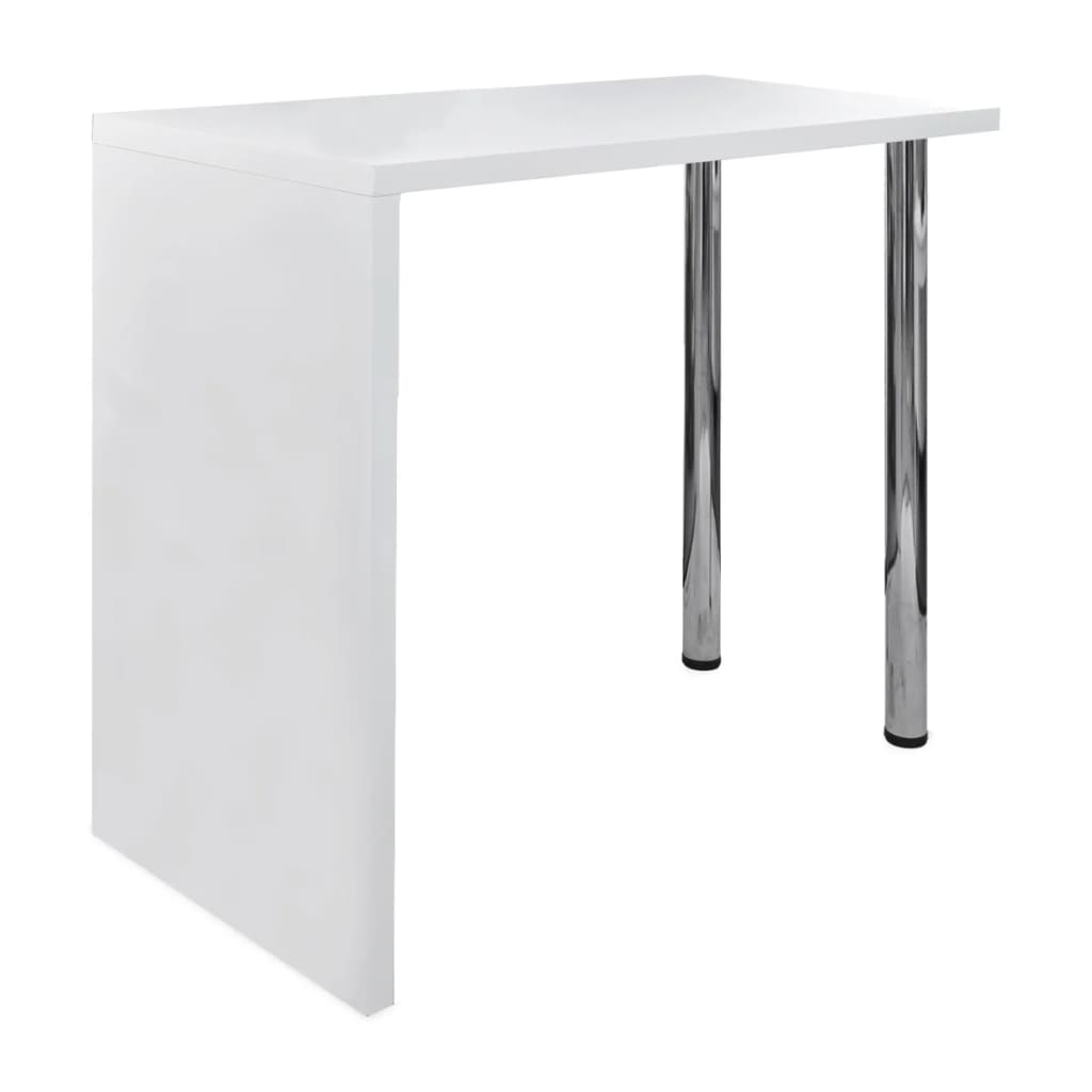 vidaXL Bar Table MDF with 2 Steel Legs High Gloss White-0