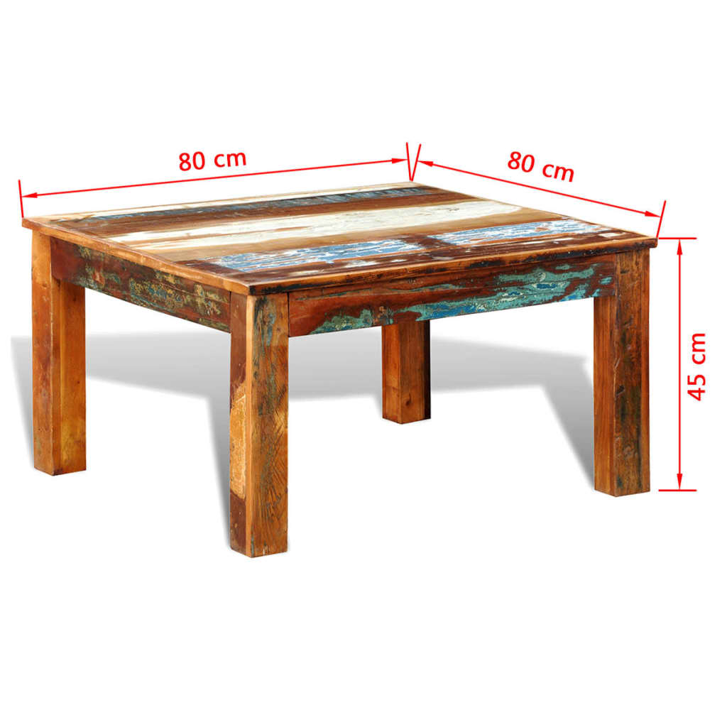 vidaXL Coffee Table Square Reclaimed Wood-5