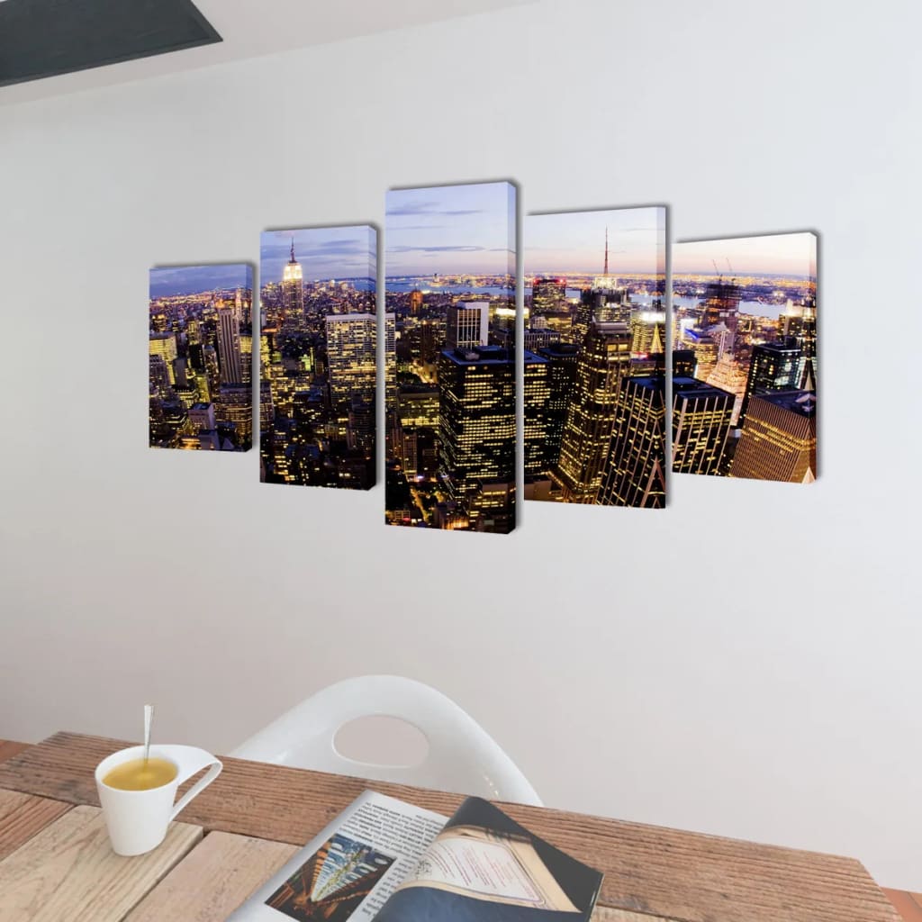 vidaXL Canvas Wall Print Set Birds Eye View of New York Skyline 79" x 39"-0