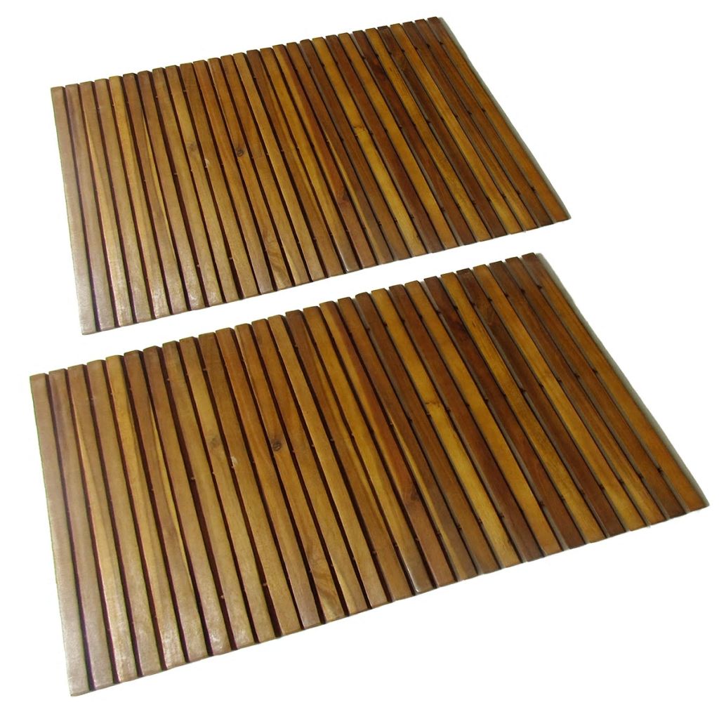 vidaXL Bathmat with Rubber Backing Bath Runner Bathroom Mat Acacia Hardwood-0