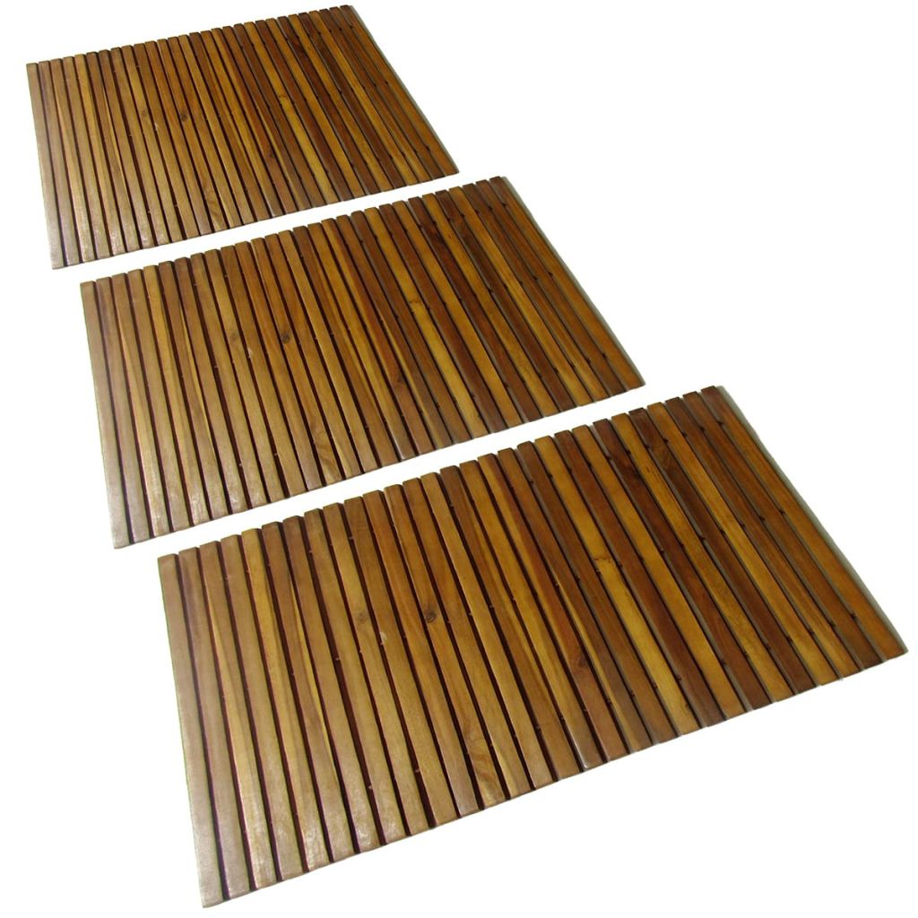 vidaXL Bathmat with Rubber Backing Bath Runner Bathroom Mat Acacia Hardwood-4