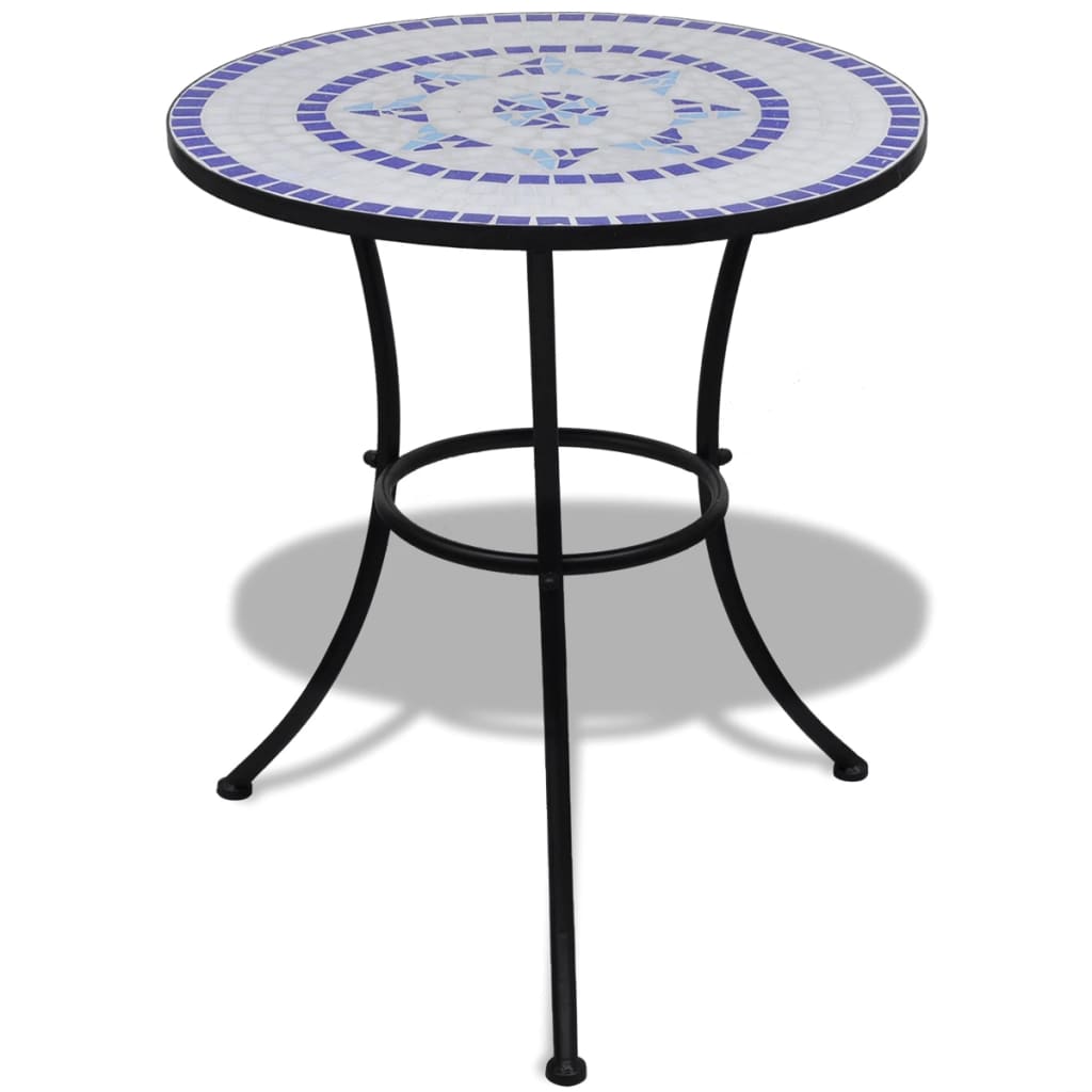 vidaXL 3 Piece Bistro Set Ceramic Tile Blue and White-3