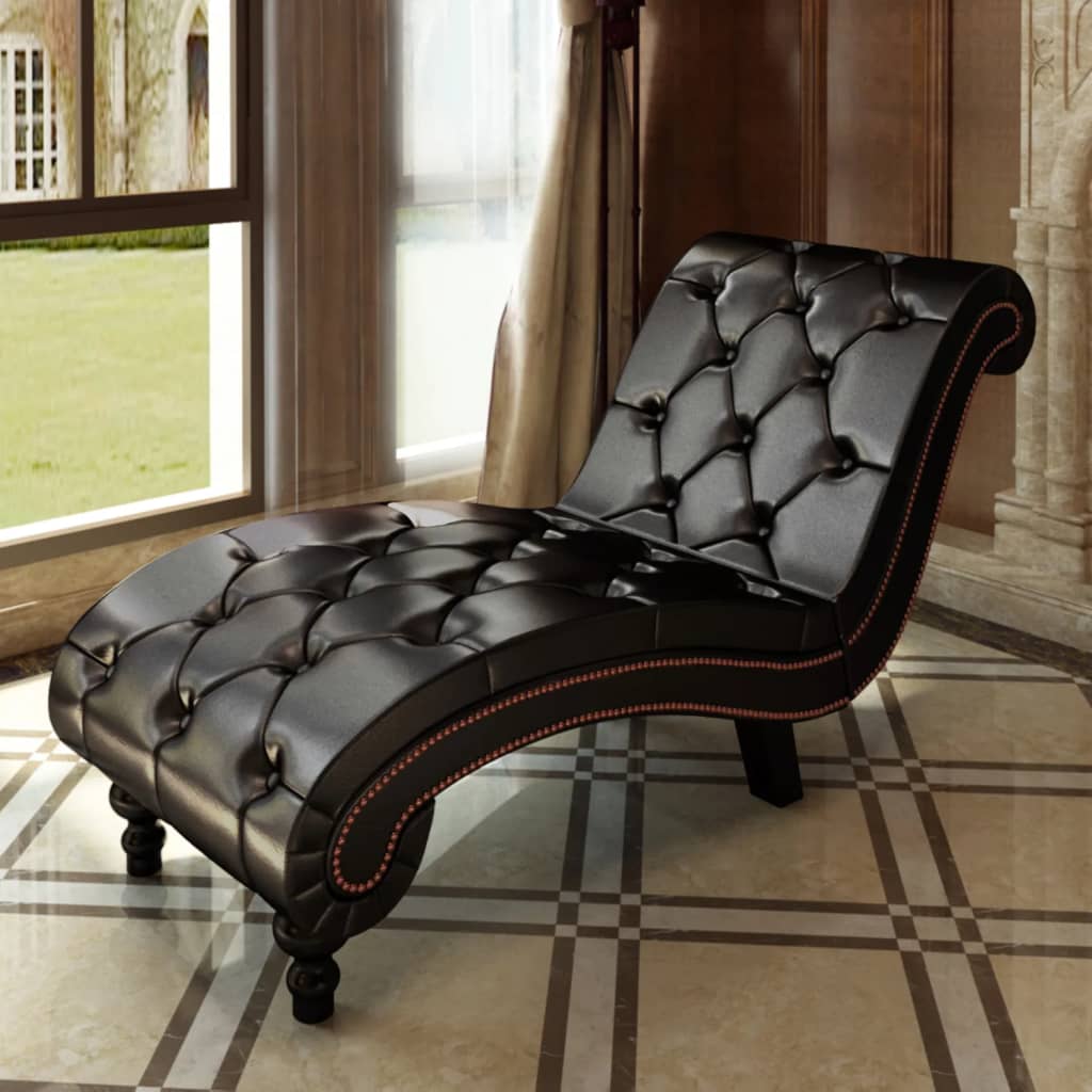 vidaXL Chaise Longue Brown Faux Leather-0