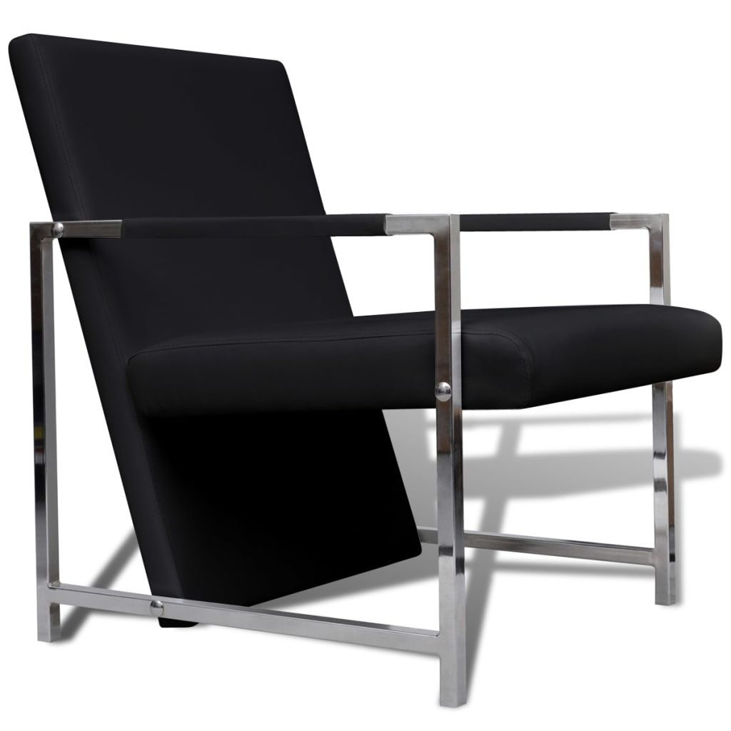 vidaXL Cube Armchair Black Faux Leather-1