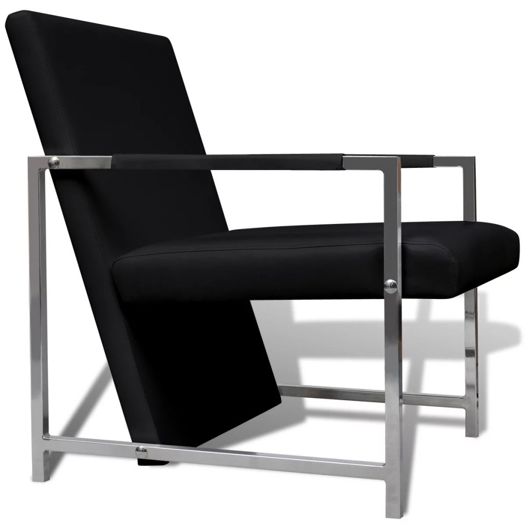 vidaXL Cube Armchair Black Faux Leather-2