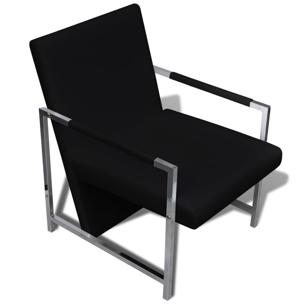 vidaXL Cube Armchair Black Faux Leather-4