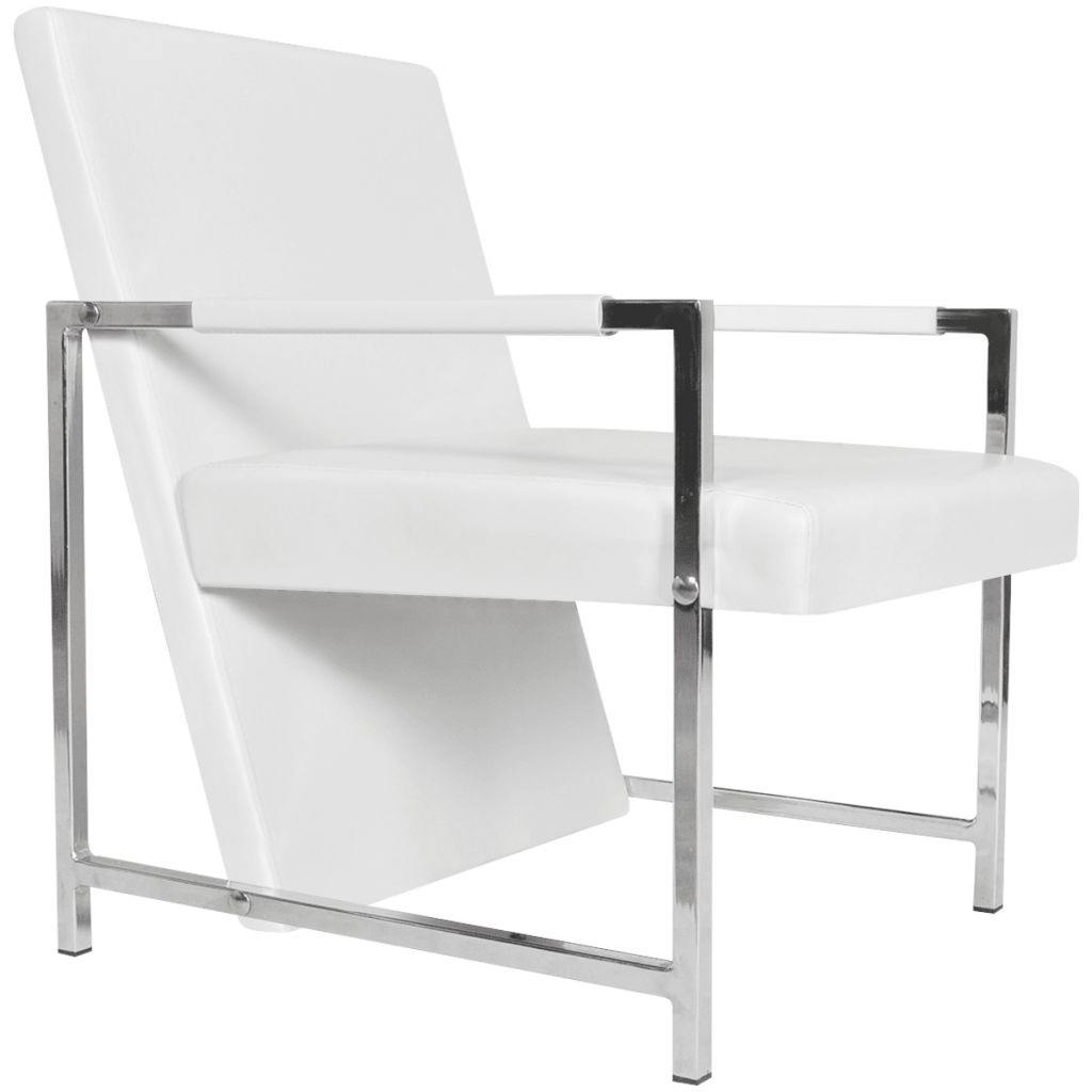 vidaXL Cube Armchair White Faux Leather-1