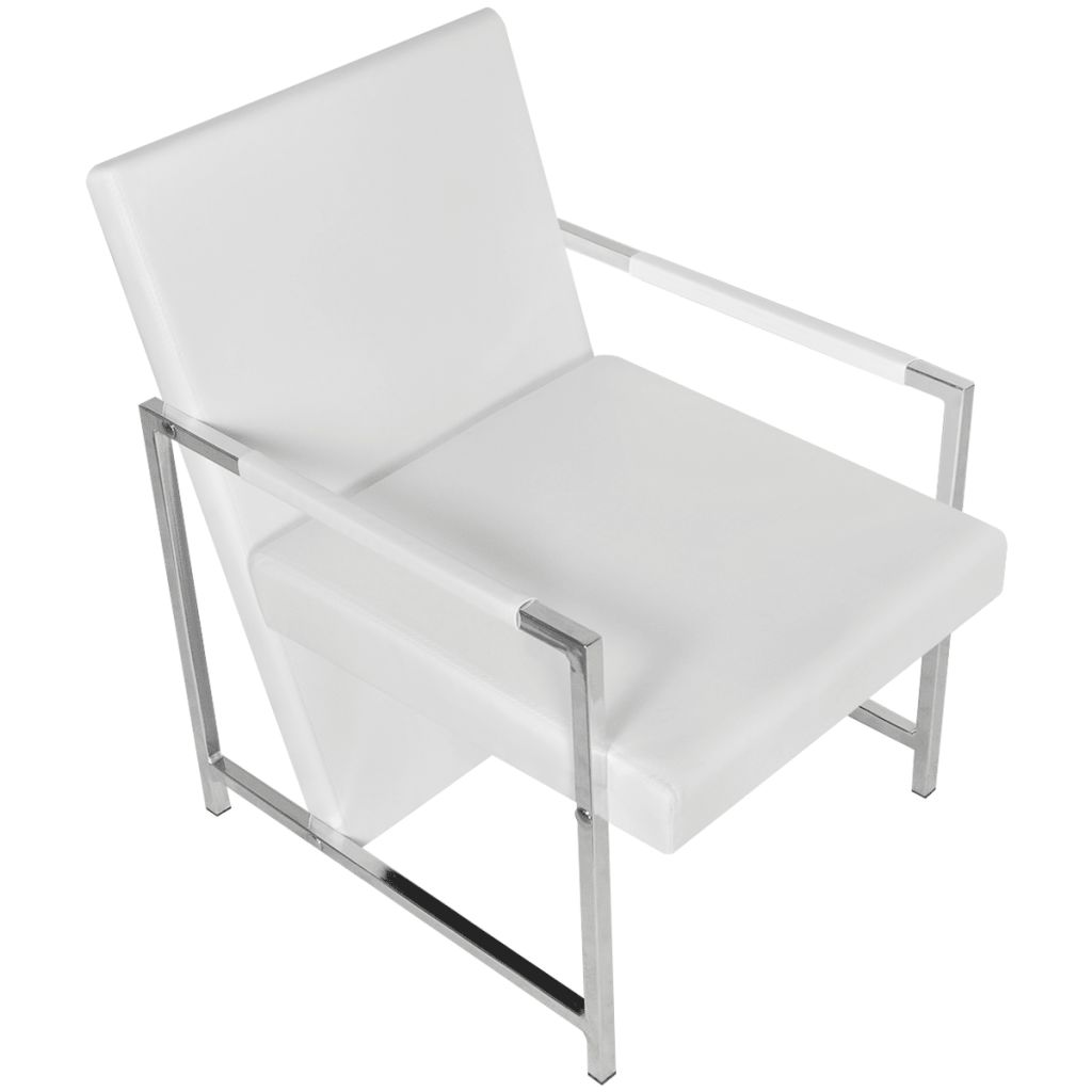 vidaXL Cube Armchair White Faux Leather-2