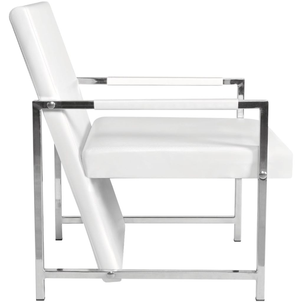 vidaXL Cube Armchair White Faux Leather-4