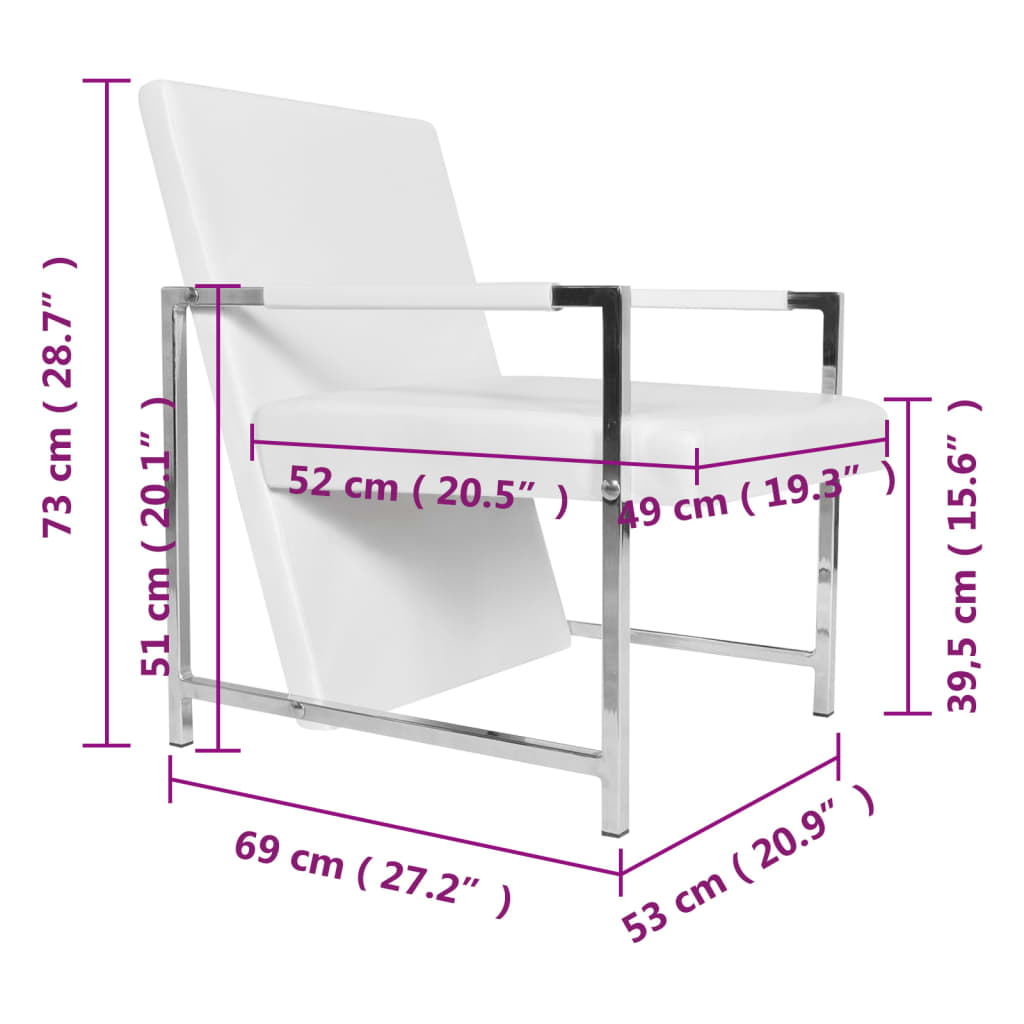 vidaXL Cube Armchair White Faux Leather-5