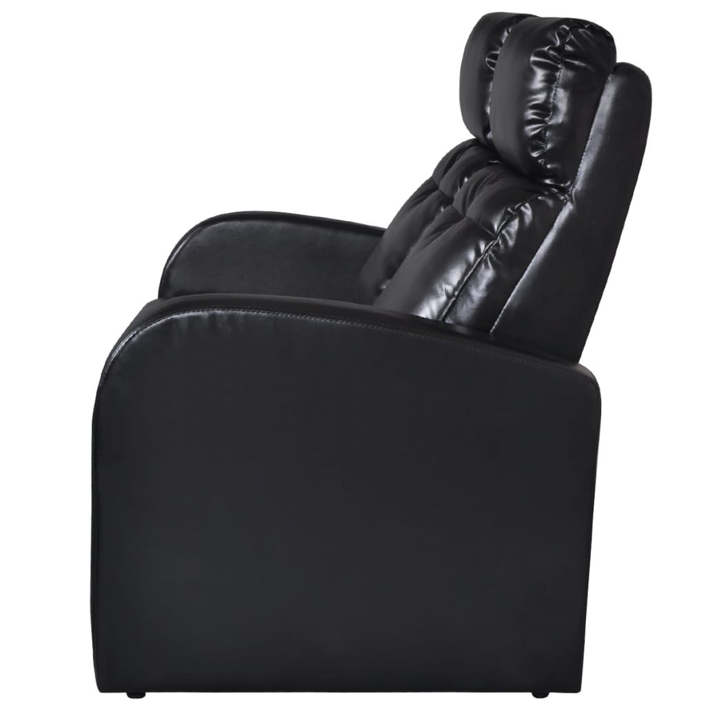 vidaXL 2-Seater Home Theater Recliner Sofa Black Faux Leather-1