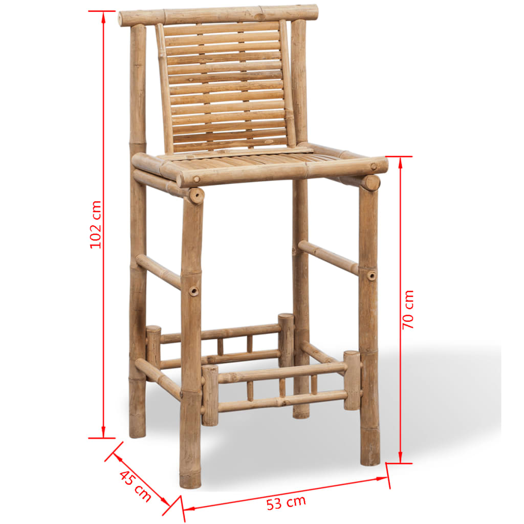 vidaXL Bar Stools 2 pcs Bamboo-8