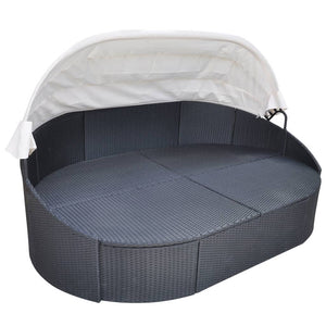 vidaXL Daybed Round Outdoor Patio Lounge Bed with Canopy for Lawn Poly Rattan-16