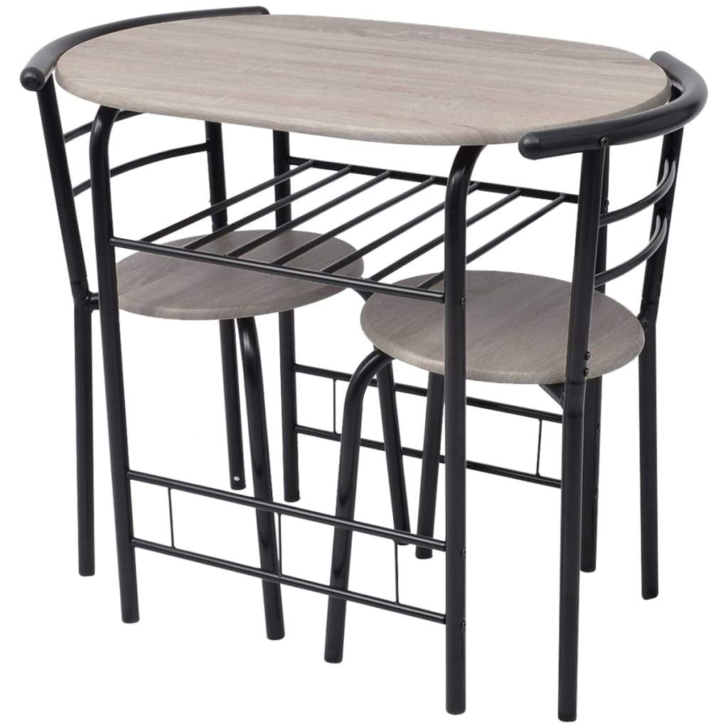 Breakfast Bar Set 3 Piece MDF Dining Room Table Stools Black/Silver