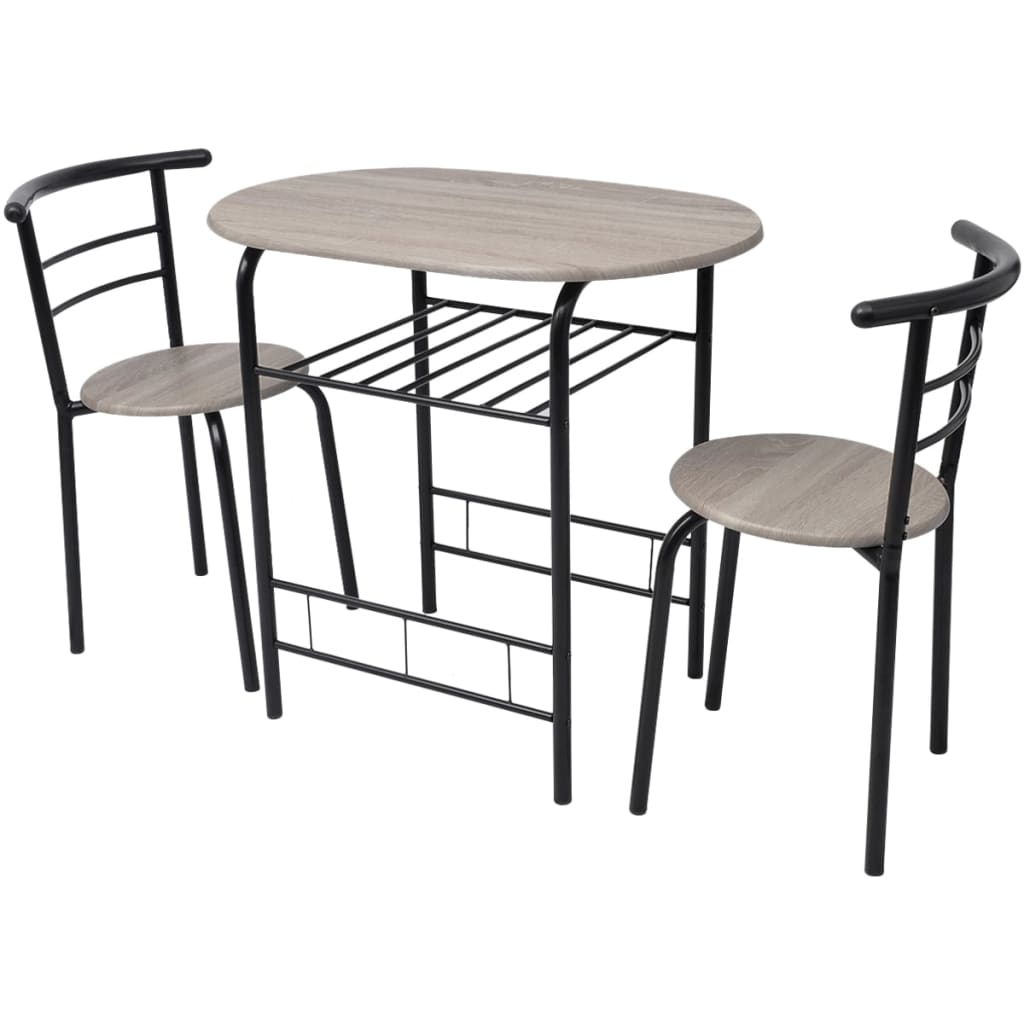 Breakfast Bar Set 3 Piece MDF Dining Room Table Stools Black/Silver