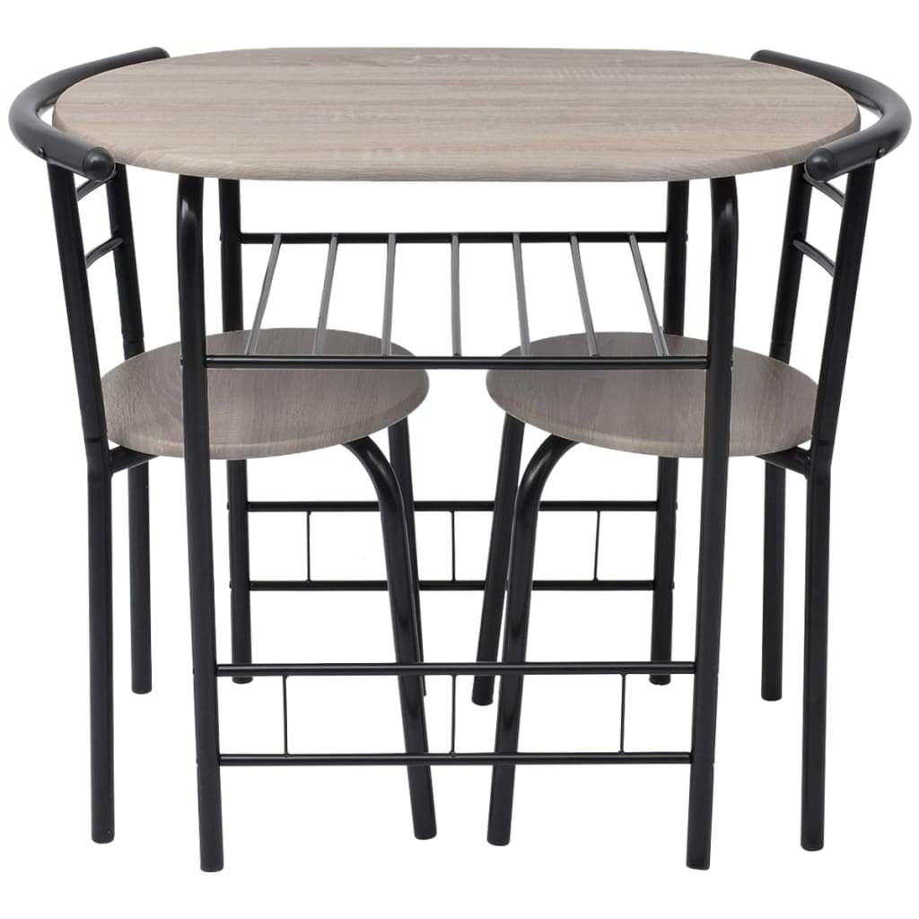 Breakfast Bar Set 3 Piece MDF Dining Room Table Stools Black/Silver