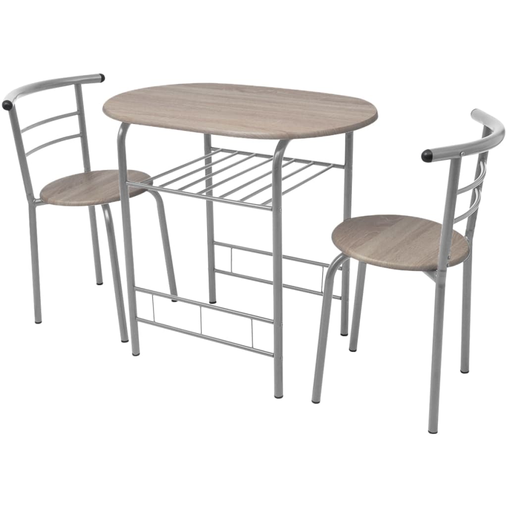 Breakfast Bar Set 3 Piece MDF Dining Room Table Stools Black/Silver