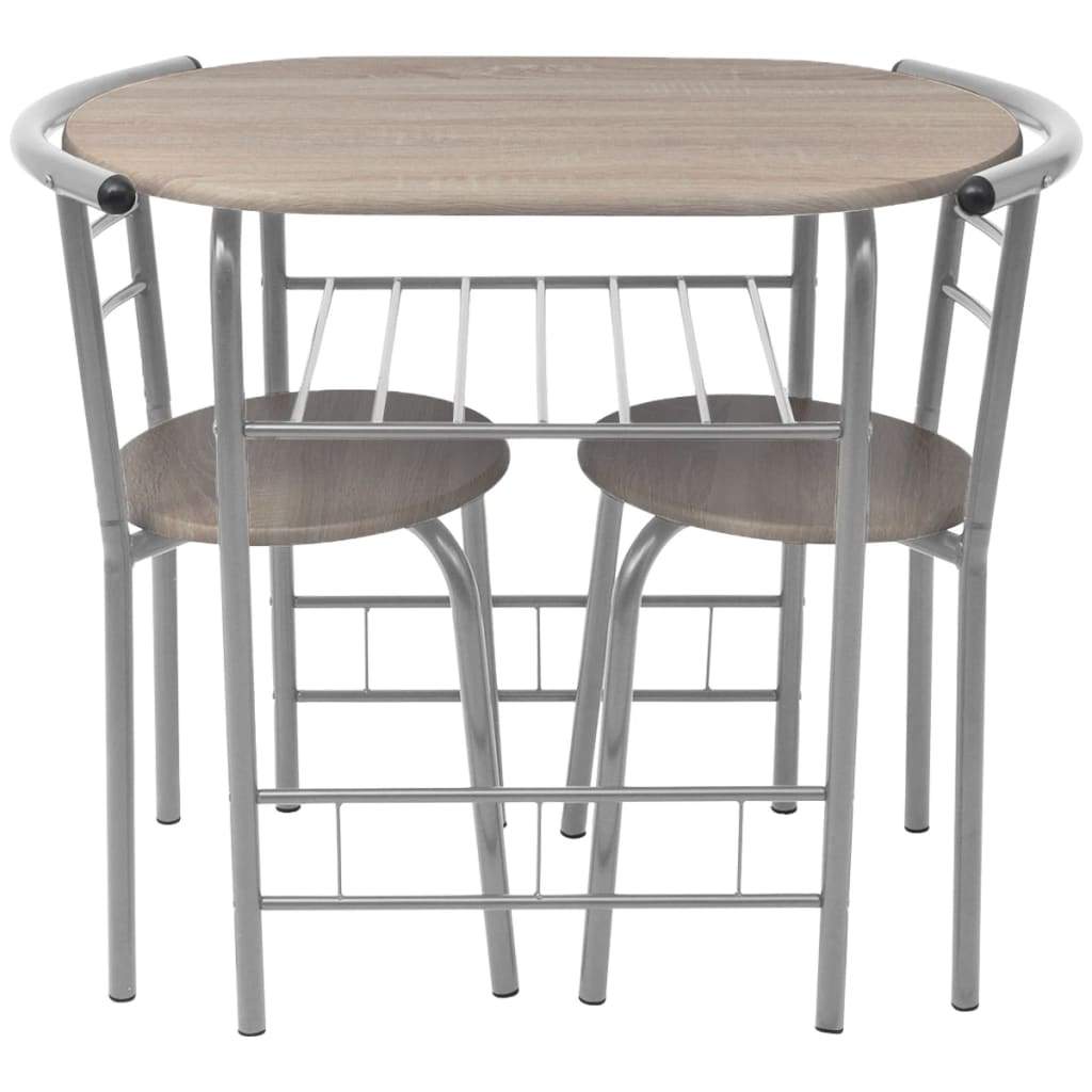 Breakfast Bar Set 3 Piece MDF Dining Room Table Stools Black/Silver