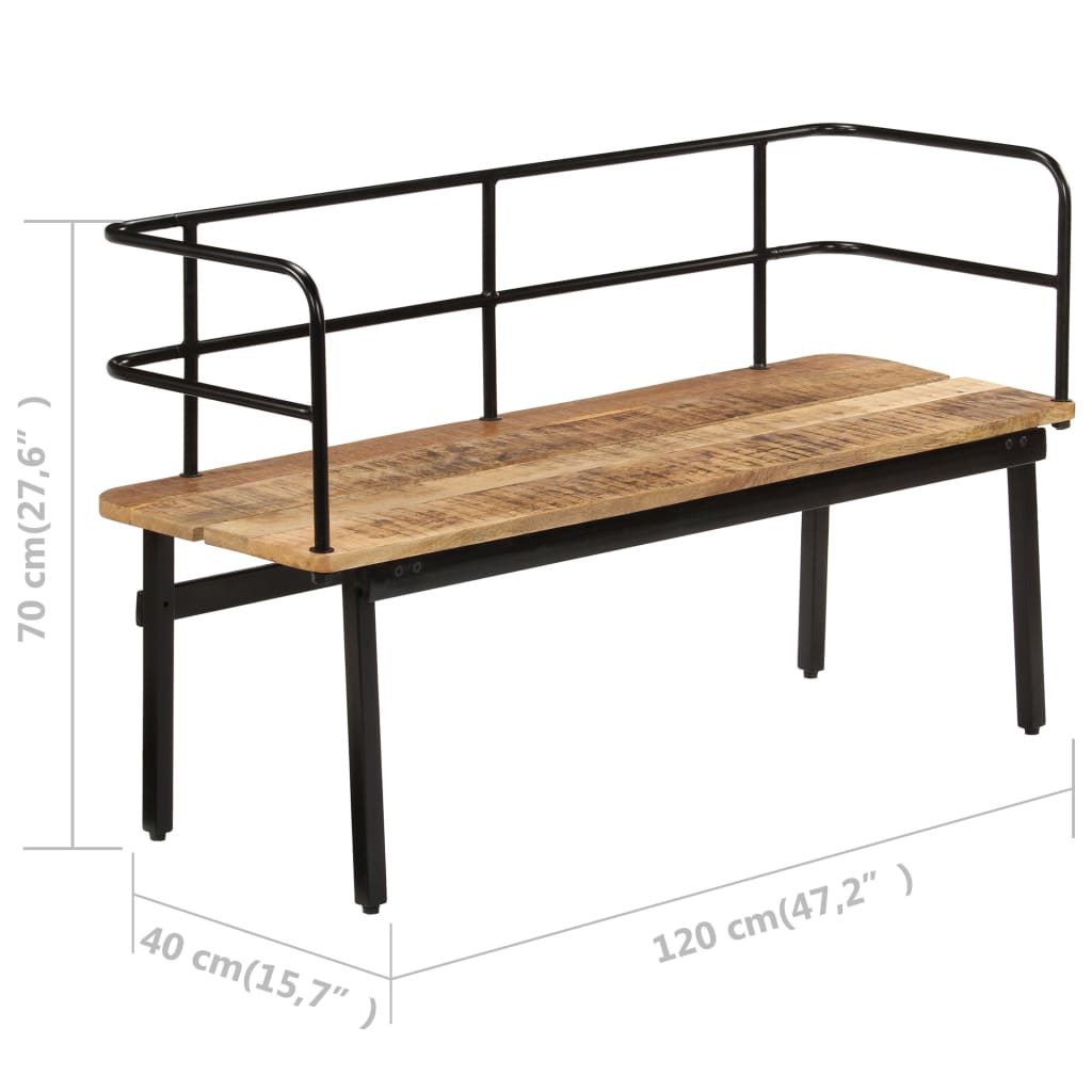 vidaXL Bench 47.2"x15.7"x27.6" Solid Mango Wood-8