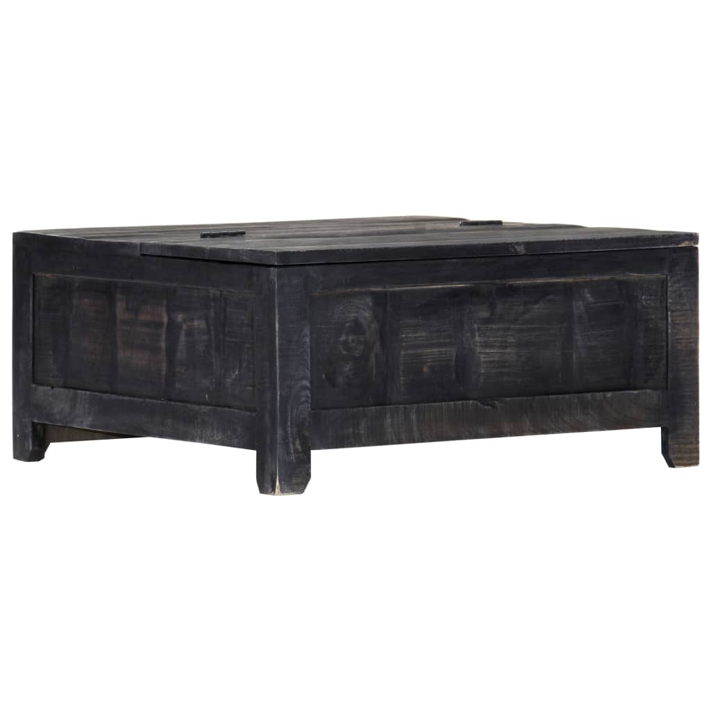 vidaXL Coffee Table Black 25.6"x25.6"x11.8" Solid Mango Wood-6