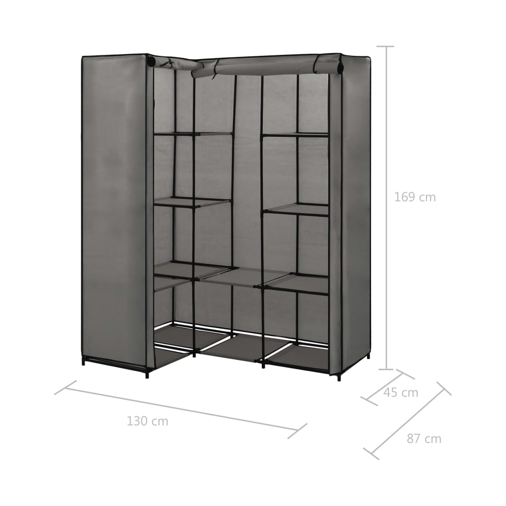 vidaXL Closet Corner Wardrobe Bedroom Closet Freestanding Clothing Rack Rail-5