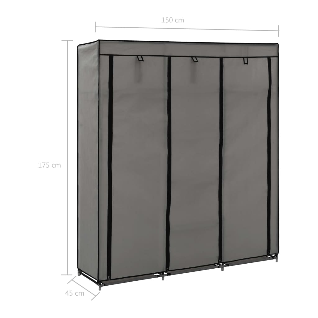 vidaXL Clothing Rack Storage Wardrobe Closet with Compartments and Rods Fabric-2