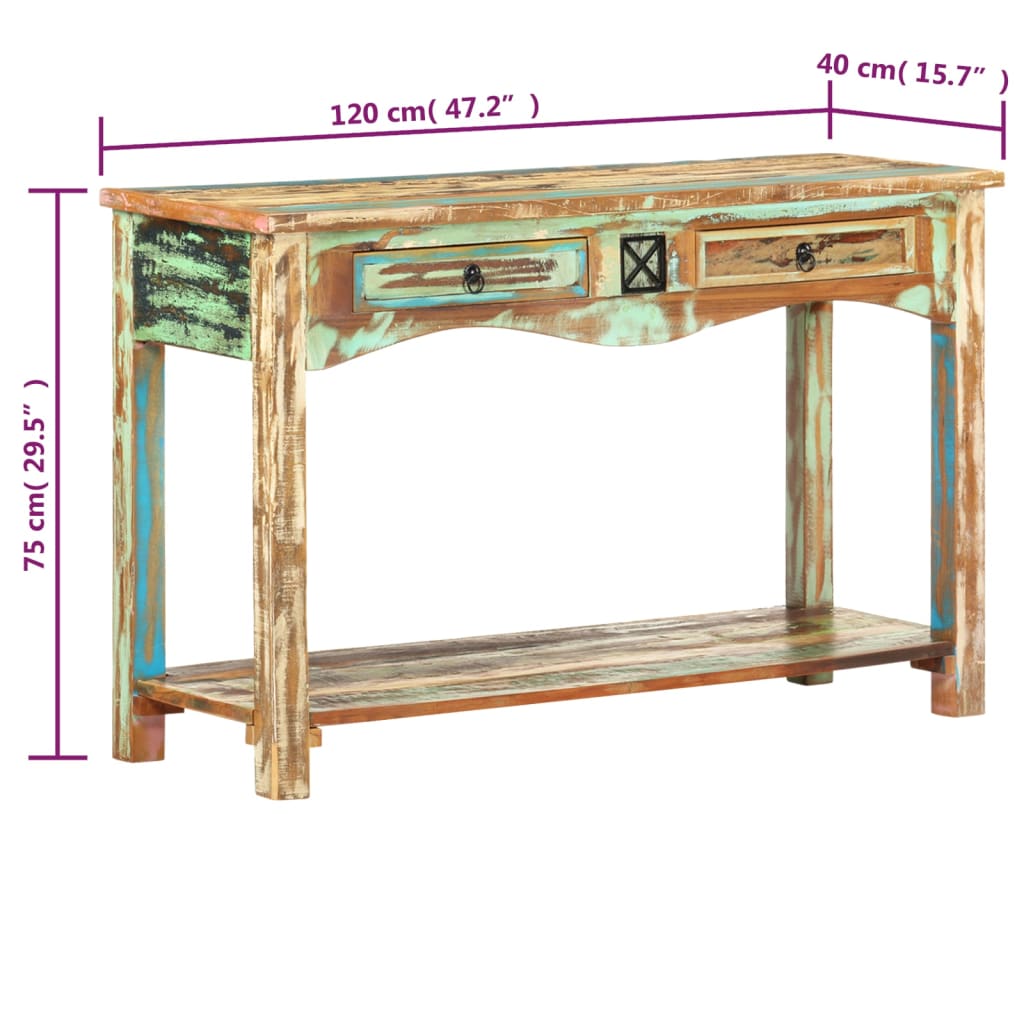 vidaXL Console Table 47.2"x15.7"x29.5" Solid Reclaimed Wood-5